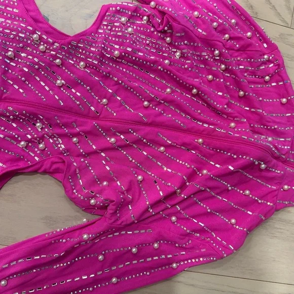 Belinda Embellished Mini Dress-Neon Pink - Picture 7 of 8